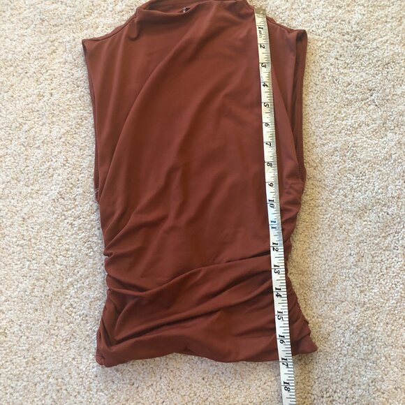 Windsor High Neckline Ruched Side Sleeveless Top Shirt Blouse - Picture 7 of 9